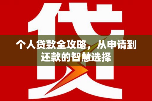 清远个人贷款全攻略，从申请到还款的智慧选择