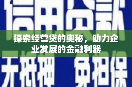 清涧探索经营贷的奥秘，助力企业发展的金融利器