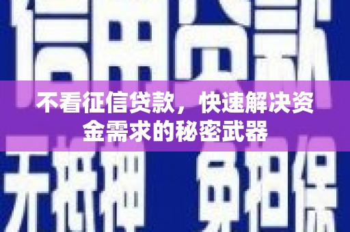石冈不看征信贷款，快速解决资金需求的秘密武器