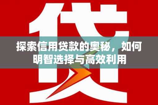 麦寮探索信用贷款的奥秘，如何明智选择与高效利用