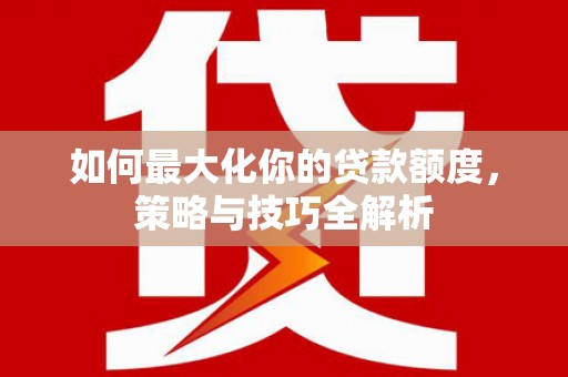 嘉荫如何最大化你的贷款额度，策略与技巧全解析